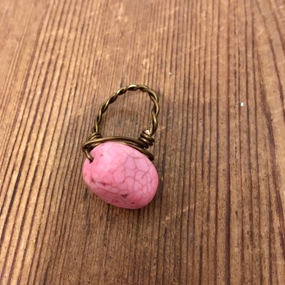 Pink Turquoise Wire Wrap Ladies Ring,  Handmade Ladies Ring,  Ring Size 8 - Picture 5 of 6